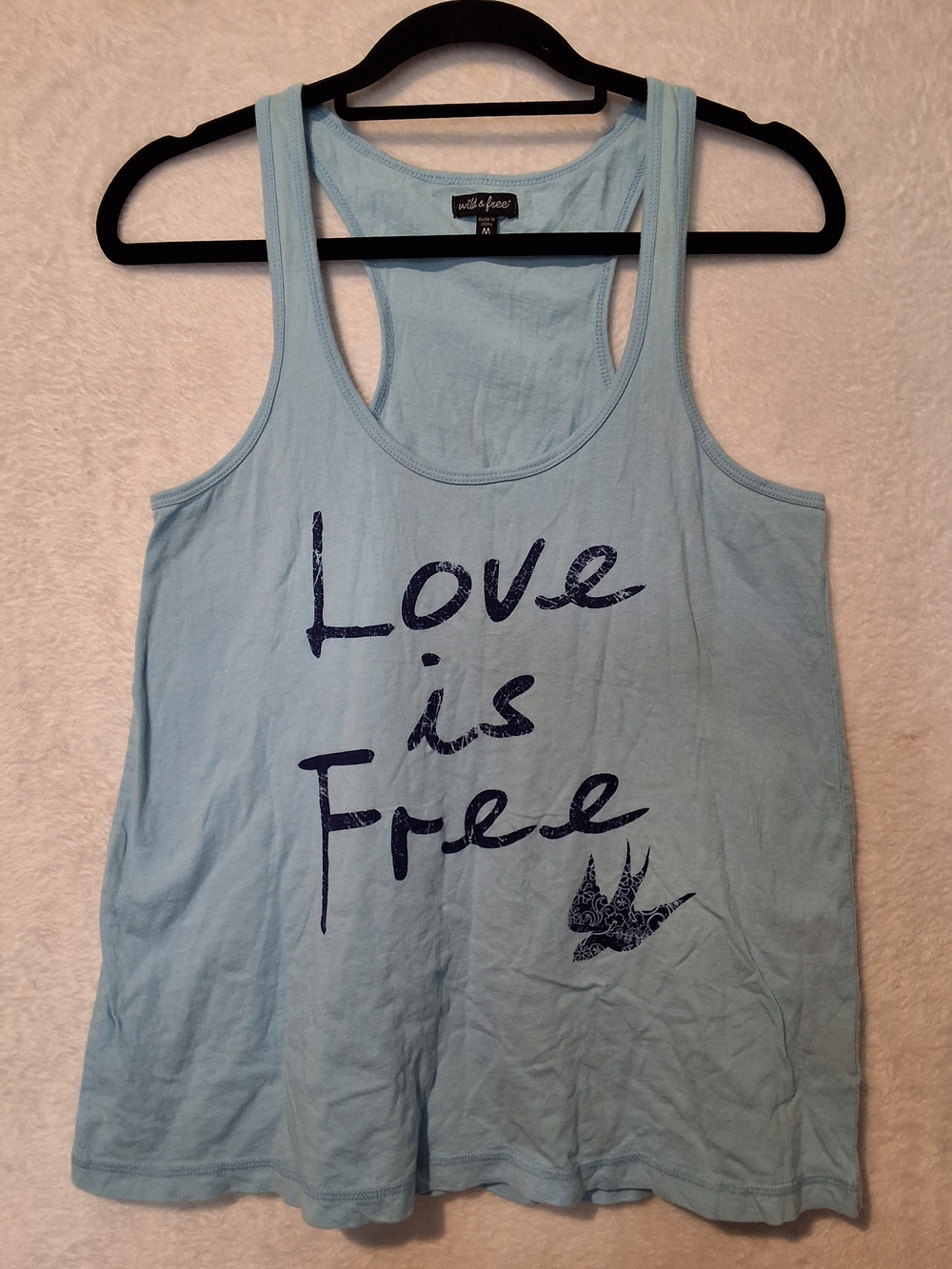 Light Blue 'Love is Free' Racerback Tank Top
